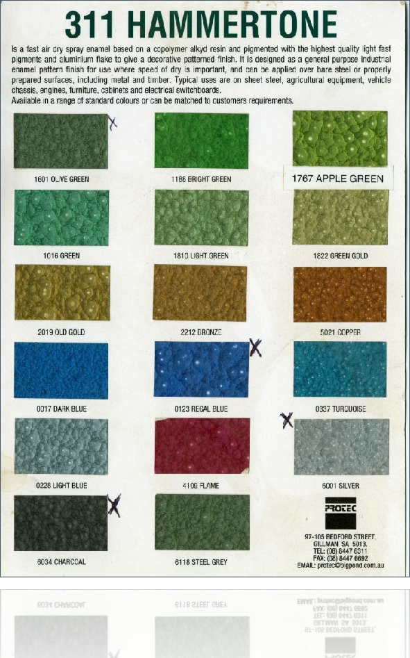 Standard Color Chart Australian Loadmaster Trailers - Hammertone Paint Colours